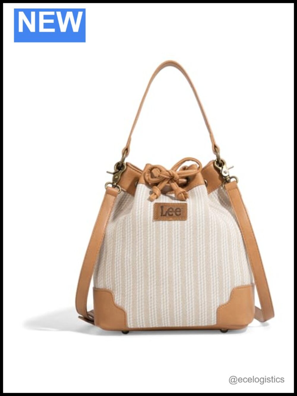 Bucket Bag with Drawstring Closure, Adjustable Crossbody Strap, Nylon Lining